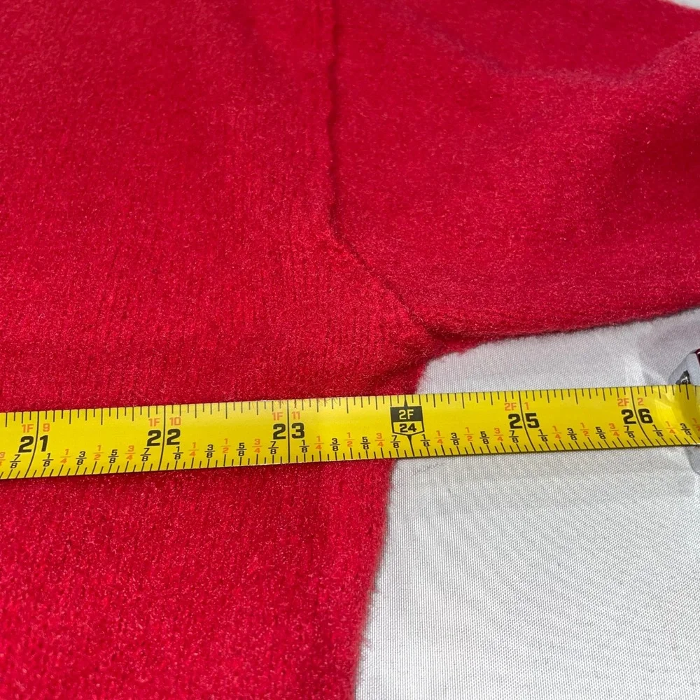 Free People‎ Red Mock Neck Oversized Fuzzy Knit Sweater OB1569559 Womens Size M